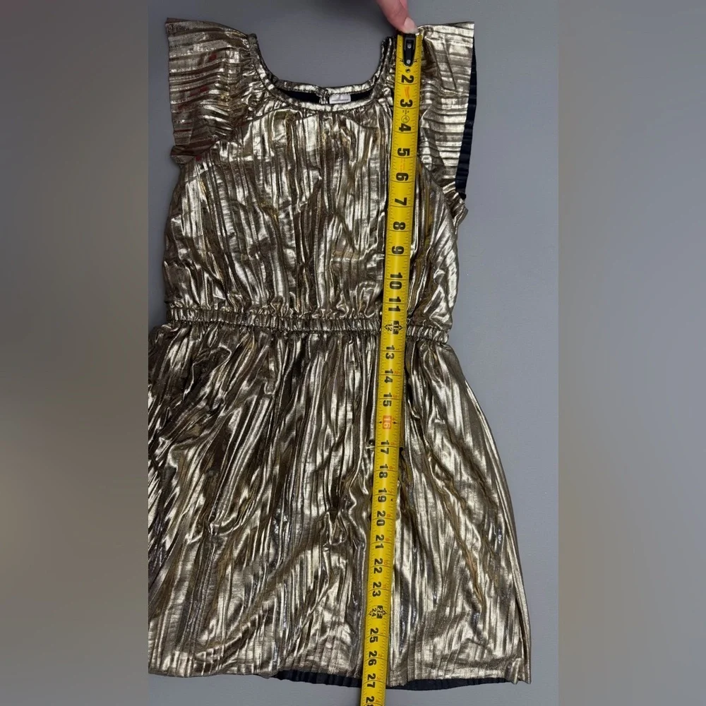 OshKosh B’gosh Girls Gold Metallic Pleated Party Dress Size 8